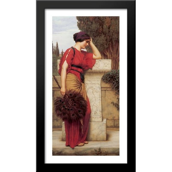 La Pensierosa 22x40 Large Black Wood Framed Print Art by John William Godward