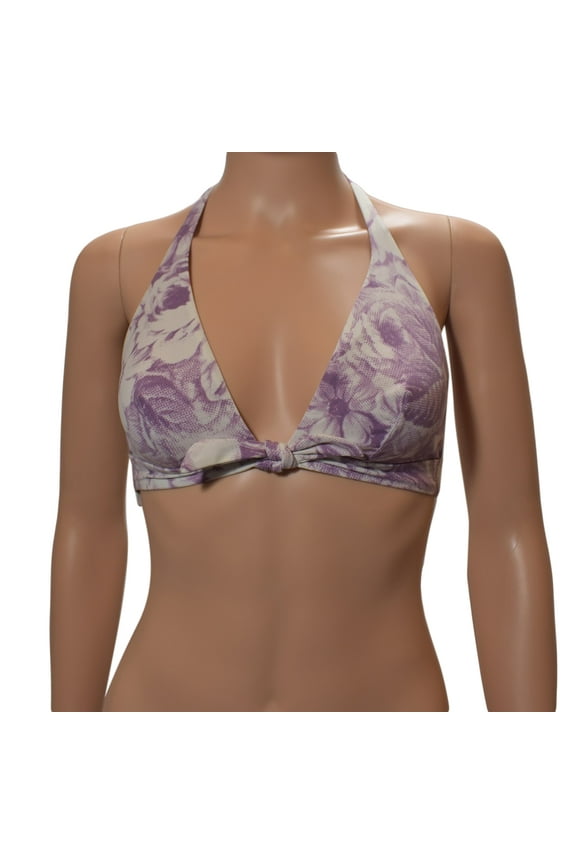 Lavender Floral Halter Bikini Top XS