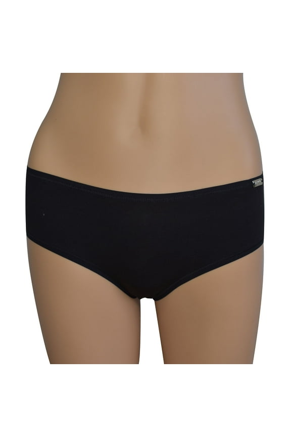 Women's Black Cotton Full Cut Bikini (XS)