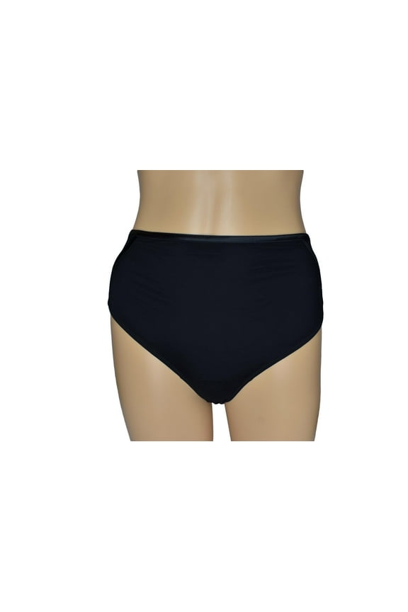 Women's Black Mesh Brief with Silk Trim High Cut 1 XS