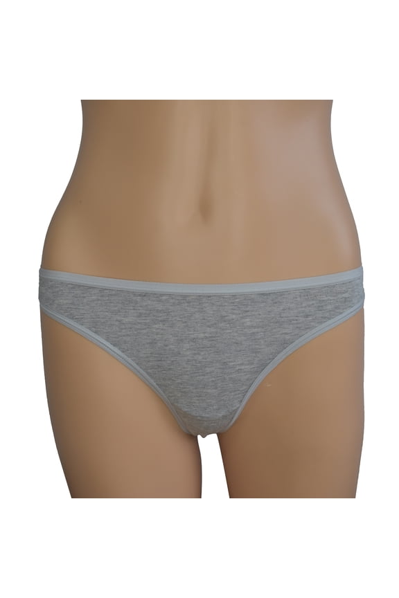 Women's Light Gray Cotton Knit Thong (XS)