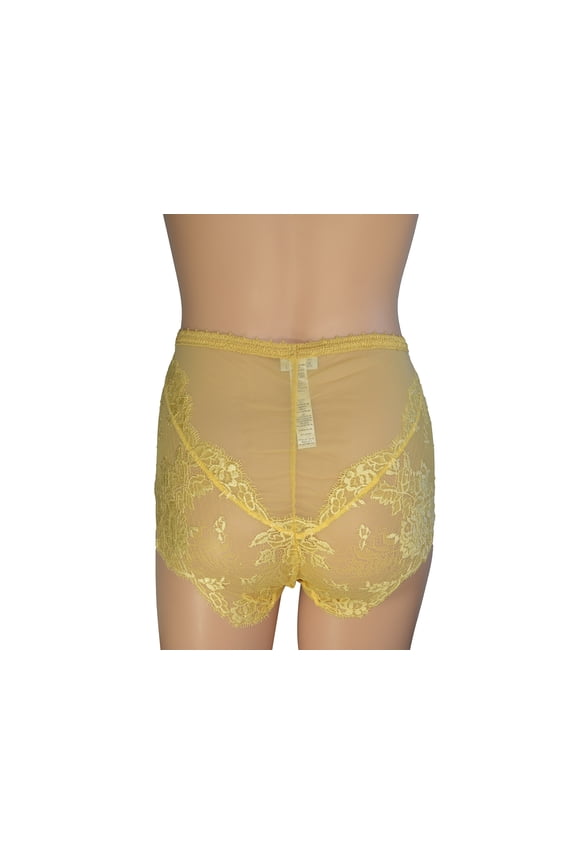 Women's Yellow Lace High Waist Brief (XS)