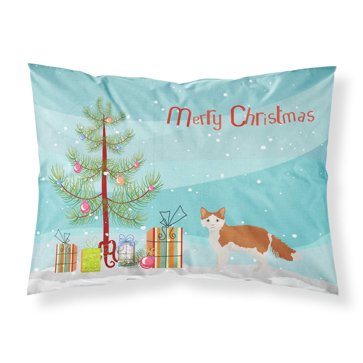La Perm 2 Cat Merry Christmas Fabric Standard Pillowcase