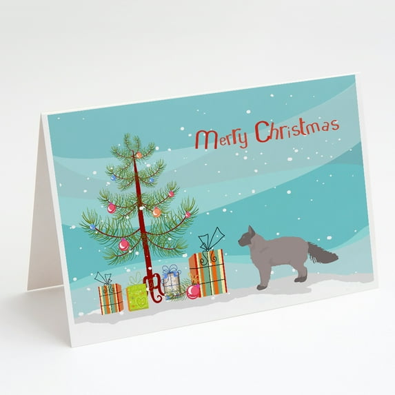La Perm 3 Cat Merry Christmas Greeting Cards and Envelopes Pack of 8