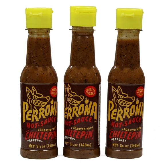 La Perrona Roasted Chiltepin Hot Sauce 5 Ounce Bottle | Tatemada Chiltepin Salsa Picante | Extra Spicy | Handmade | 3 Pack