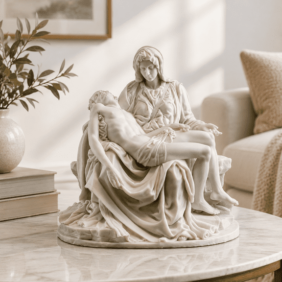 La Pieta By Michelangelo Replica Statue, Cold-cast Marble Renaissance Figurine, Museum Grade Sculpture