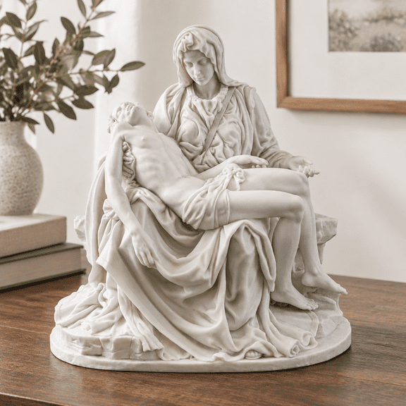 La Pieta by Michelangelo Replica Statue, 10.25-inch Cold-Cast Marble Renaissance Figurine, Museum Grade Sculpture