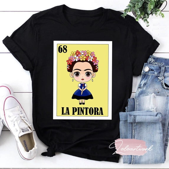 La Pintora Mexican Lottery Graphic Tee Vintage Artistic Card Design,for unisex up to 5XL