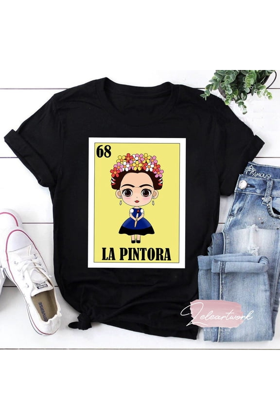 La Pintora Mexican Lottery Graphic Tee Vintage Artistic Card Design,for unisex up to 5XL