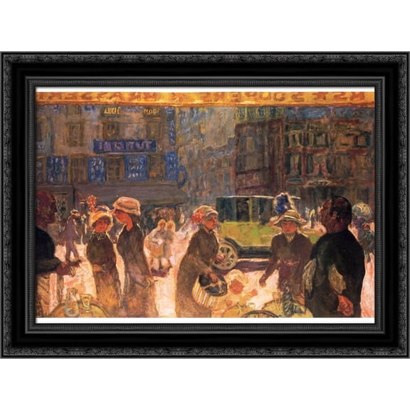 La Place Clichy 24x19 Black Ornate Wood Framed Canvas Art by Bonnard, Pierre