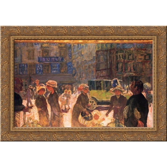 La Place Clichy 24x19 Gold Ornate Wood Framed Canvas Art by Bonnard, Pierre