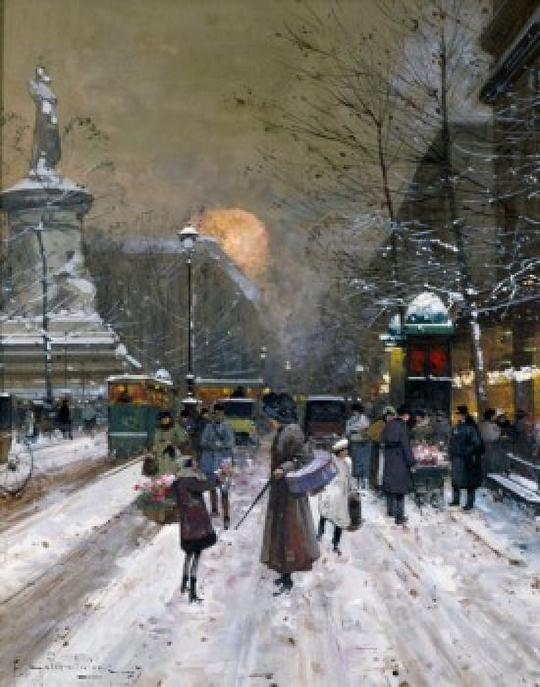 La Place de la Republique Paris by Eugene Galien (1854-1941) Canvas Art - Eugene Galien (24 x 36)