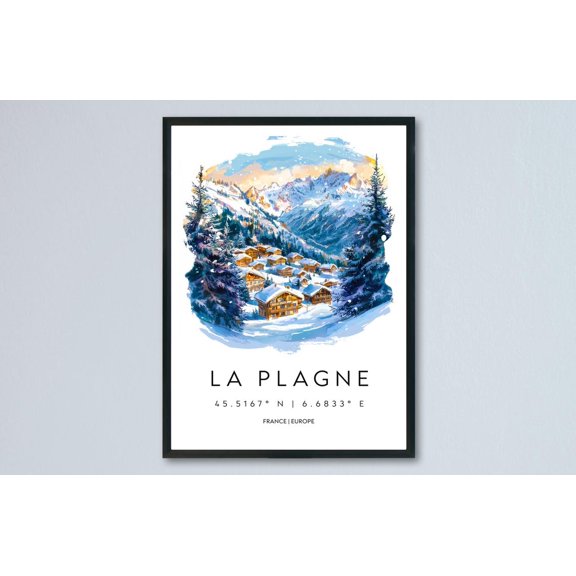 La Plagne France Alpine Ski Village Travel Decorative Interior Home Wall Art Poster