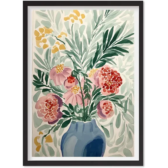 La Poire Floral Wall Art, Peonies Botanical Oil Print, Elegant Nature Inspired Wall, Matte Canvas Stretched, Posters for Room Bedroom Living Room Bathroom Wall Decor, Posters & Art Prints, Gift.