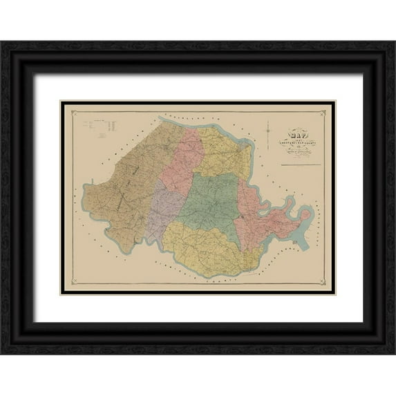 La Prade 14x11 Black Ornate Wood Framed with Double Matting Museum Art Print Titled - Chersterfield County Virginia - LaGrade 1888