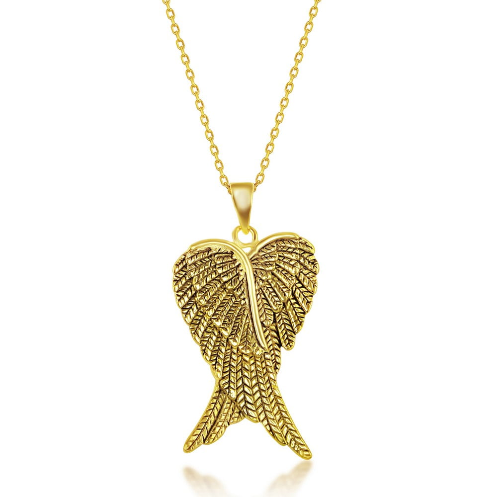 La Preciosa Sterling Rhodium Plated/Gold Plated Double Angel Wings
