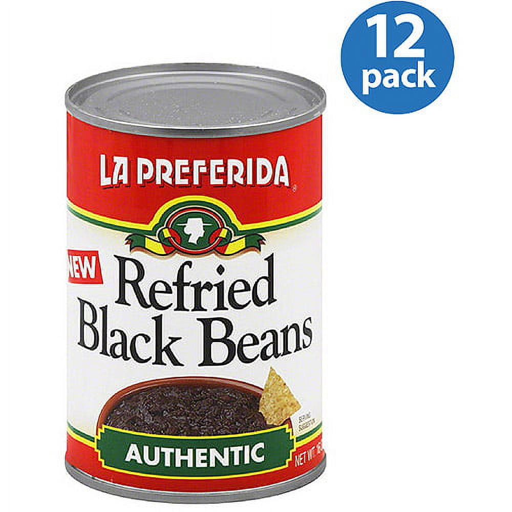 La Preferida Authentic Refried Black Beans, 16 oz, (Pack of 12