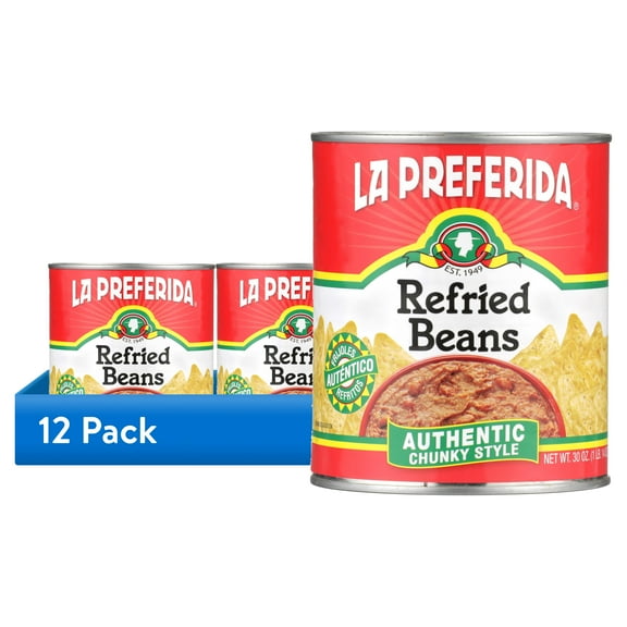 (12 pack) La Preferida Authentic Chunky Style Refried Beans, 30 oz, Can