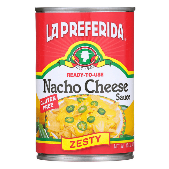 La Preferida Shelf Stable pourable Zesty Nacho Cheese Sauce, 15 oz Can,