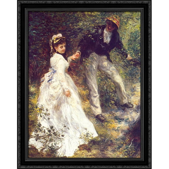 La Promenade 28x34 Large Black Ornate Wood Framed Canvas Art by Pierre Auguste Renoir