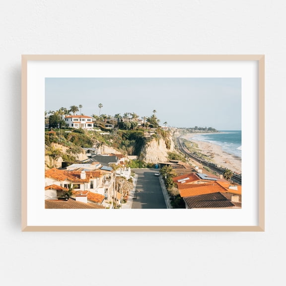 La Rambla Views, San Clemente 01 - San Clemente California Photography Beach House Coastal Ocean Palm Tree Landscape Scenic Architecture Oak Framed Wall Art Print 5 x 7 inches