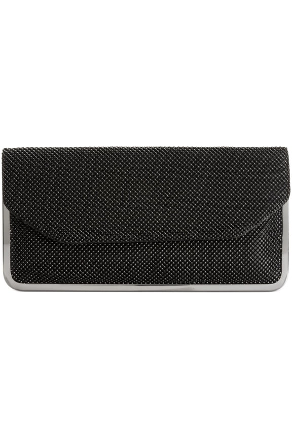 Mesh Flap Clutch Black