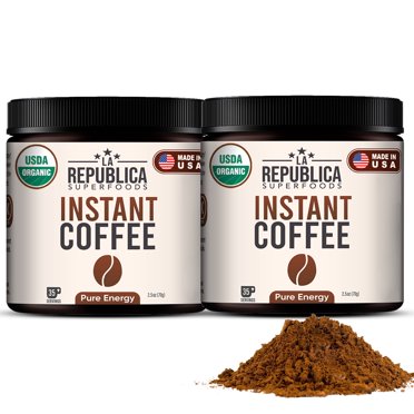 La Republica Instant Coffee Organic Arabica Coffee Instant Iced Coffee Powder Best Instant Coffee made w/Shade Grown Small Batch Coffee USDA Non-GMO 100% Fairtrade Certified (2 Pack, Classic)