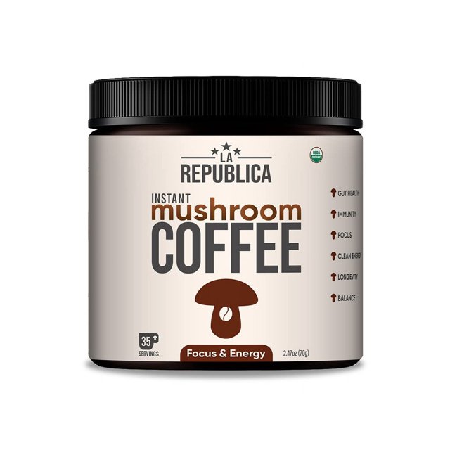 La Republica Organic Mushroom Coffee (35 Servings) FullFruiting Bodies no mycilium, Arabica w