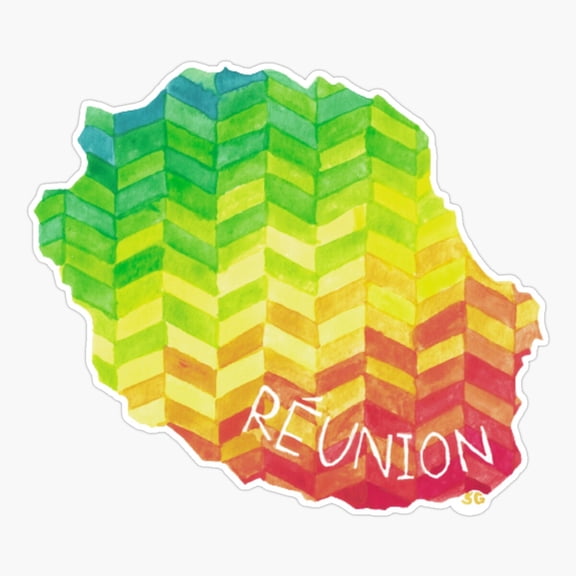 La Reunion Island Map Travel Design Sticker
