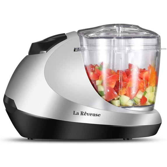 La Reveuse Electric Mini Food Chopper with 1.3-Cup Prep Bowl Silver