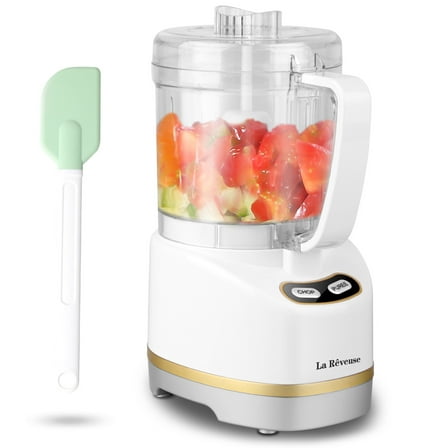 La Reveuse Electric Mini Food Processor Blender,Small Chopper,200 Watts,2-Cup Prep Bowl for Mincing,Chopping(White)