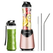 La Reveuse Smoothie Blender Personal Size 300 Watts with 2 Pieces 18 oz BPA Sports Bottles (Pink)