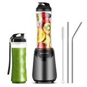 La Reveuse Smoothie Blender Personal Size 300 Watts with 2 Pieces 18 oz Travel Sports Bottles (Grey)