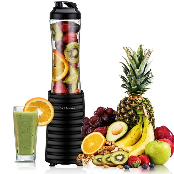 La Reveuse Smoothies Blender 300 Watt with 18 oz BPA Portable Travel Sports Bottle(black)