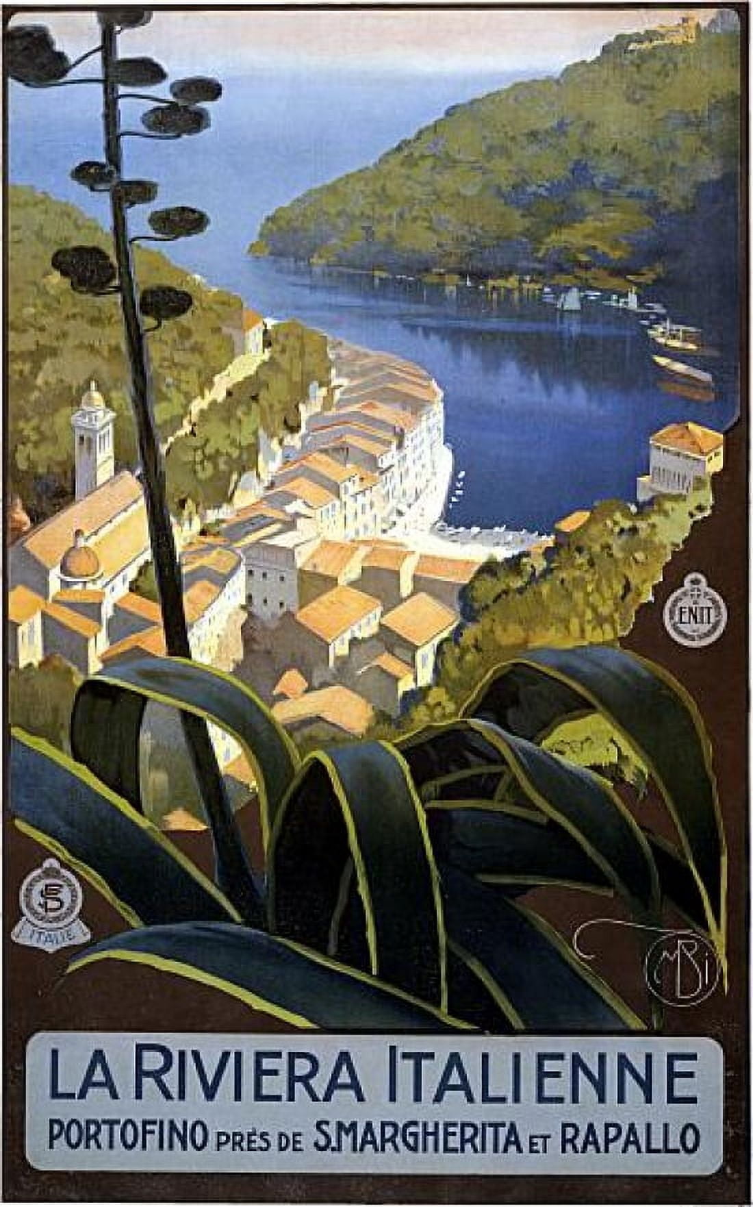 La Riviera Italienne Old Travel Canvas Art -  (24 x 36)