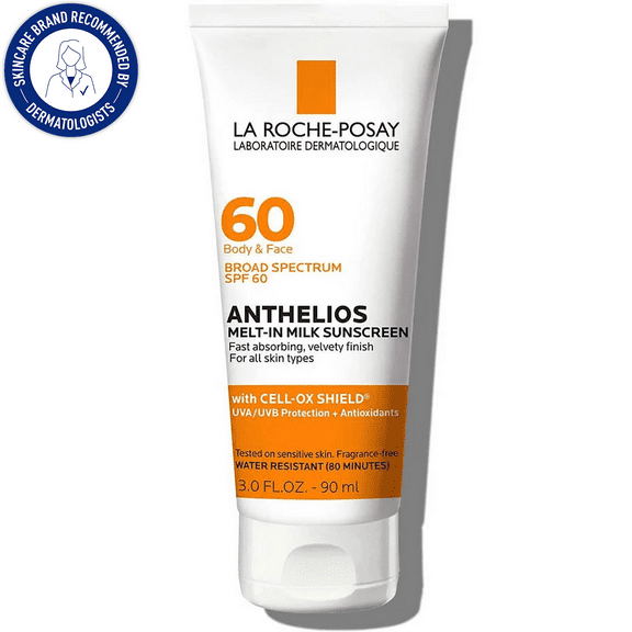 La Roche-Posay Anthelios Melt-In Milk Sunscreen for Face and Body SPF 60, 3.0 fl oz