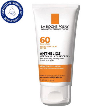 La Roche-Posay Anthelios Melt-In Milk Sunscreen for Face and Body SPF 60, 5.0 fl oz