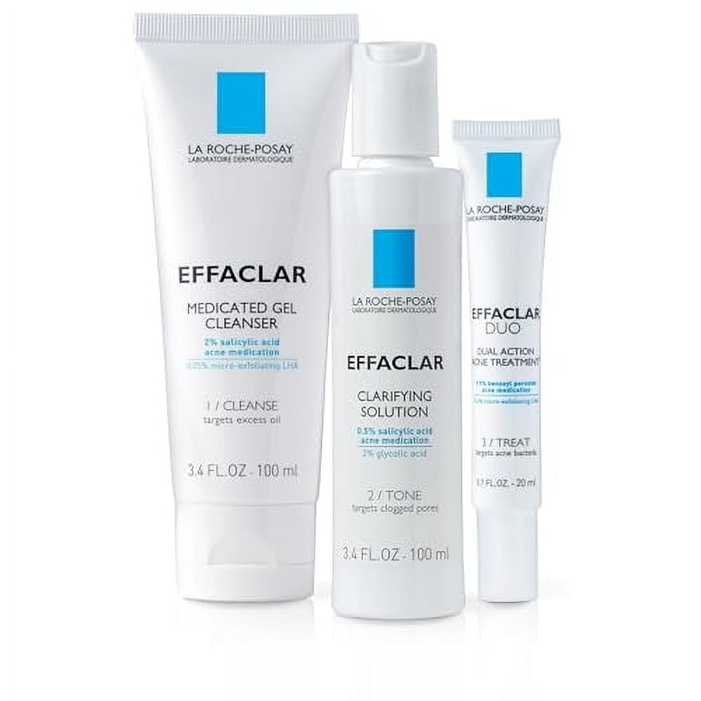 La Roche Posay Effaclar 3 Step Acne Treatment Kit with Benzoyl Peroxide Salicylic Acid Dual Action Cleanser 1ct Walmart