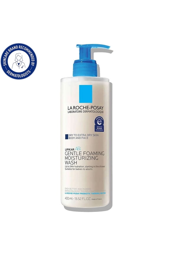 Lipikar AP+ Moisturizing Unscented Body and Face Wash for Sensitive Skin, 13.52 fl oz