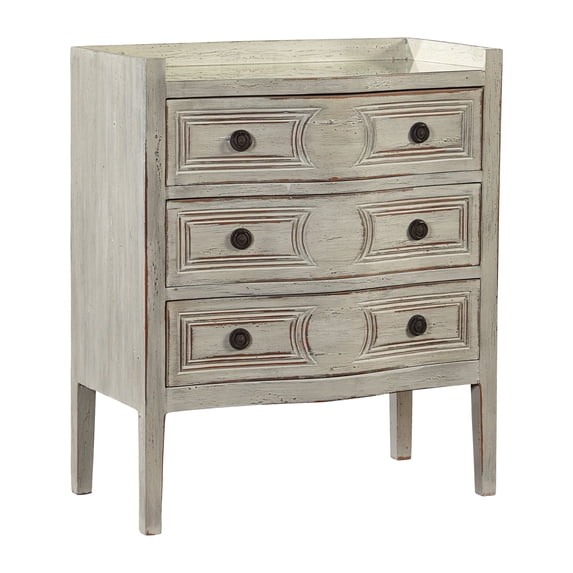 La Rochelle Small Scale 3-Drawer Chest with Antiqued Mirror Top