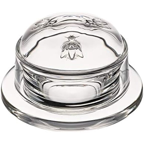 La Rochere Bee Butter Dish with Lid Embossed French Glass Butter Keeper for Countertop Dishwasher Safe (2.5 oz)$$Home Decor, Kitchen, & Other