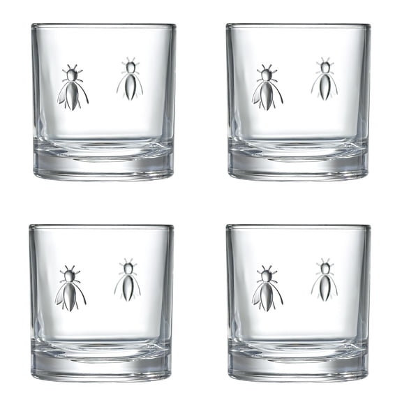 La Rochere Napoleon Bee Whiskey Glasses Set of 4 Elegant Glassware for Any Occasion Bee Embossed Whiskey Tumbler Set 11 oz