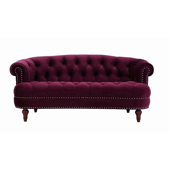 La Rosa 68.5" Victorian Chesterfield Loveseat Burgundy