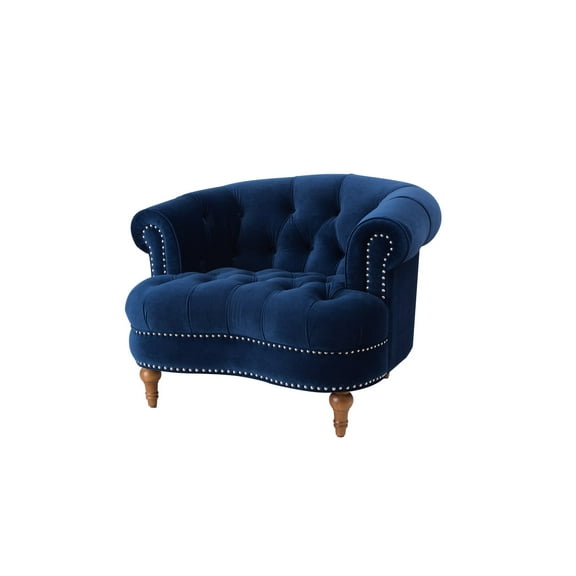 La Rosa Victorian Tufted Accent Chair Navy Blue