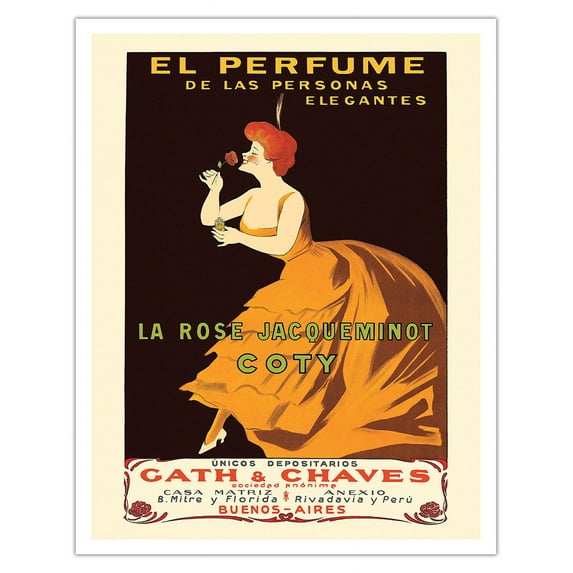 La Rose Jacqueminot by Coty - The Perfume Of Elegant People - Vintage French Advertising Poster by Leonetto Cappiello c.1904 - Fine Art Matte Paper Print (Unframed) 11x14in