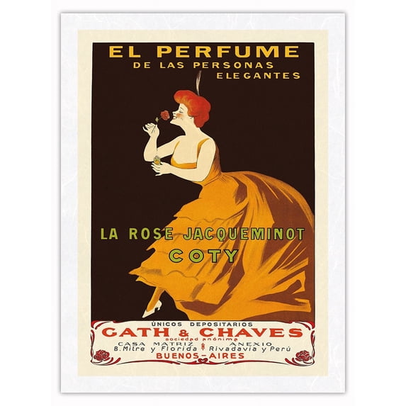 La Rose Jacqueminot by Coty - The Perfume Of Elegant People - Vintage French Advertising Poster by Leonetto Cappiello c.1904 - Japanese Unryu Rice Paper Art Print 24 x 32 in