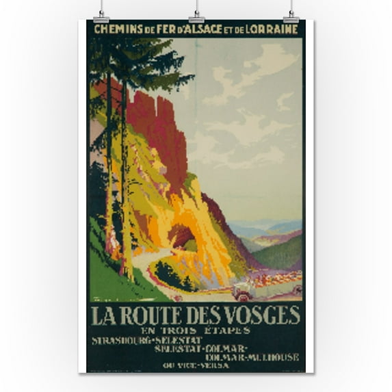 La Route des Vosges Vintage Poster (artist: Lacaze) France (24x36 Giclee Gallery Print, Wall Decor Travel Poster)