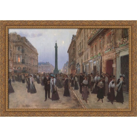 La Rue de la Paix 40x28 Large Gold Ornate Wood Framed Canvas Art by Jean Beraud