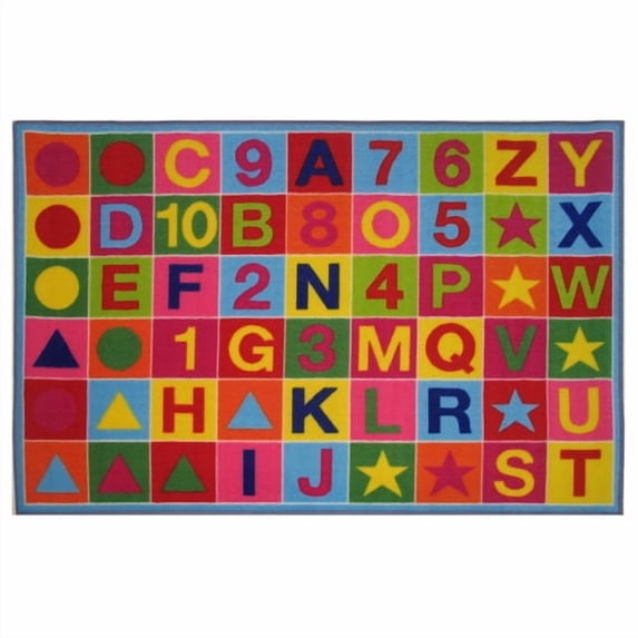 Fun Time Nylon 39"x58" Alphanumeric Fun Area Rug in Multi-Color