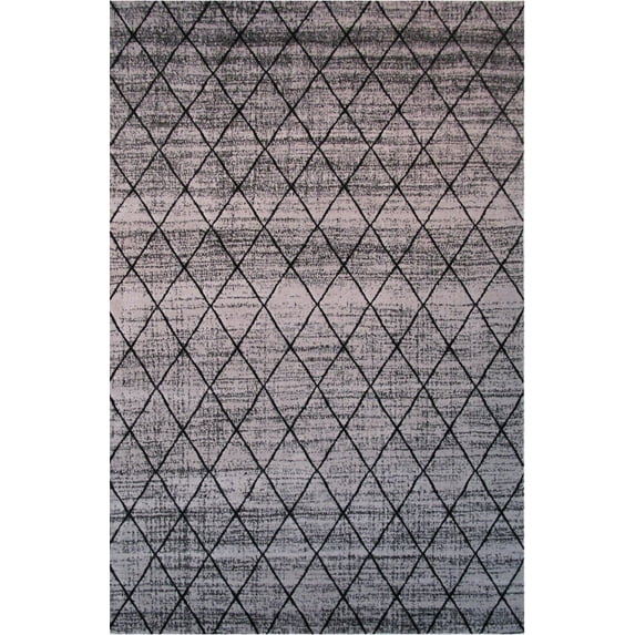 La Rugs Aquarelle Area Rug 405-92 Gray Diamond Crosshatch 5' x 8' Rectangle